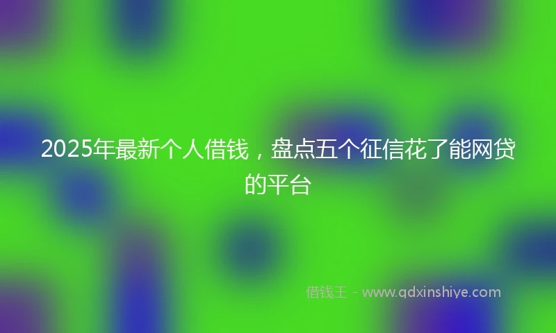 2025年最新个人借钱，盘点五个征信花了能网贷的平台