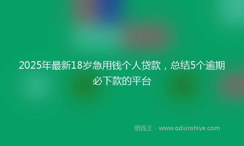 2025年最新18岁急用钱个人贷款，总结5个逾期必下款的平台
