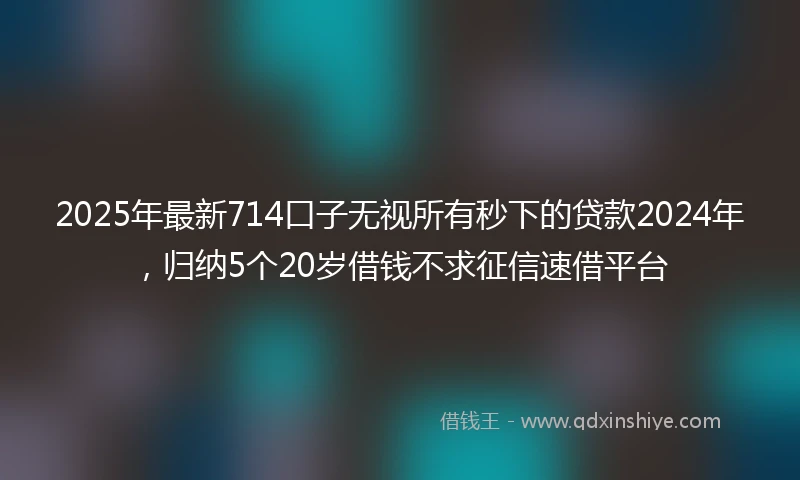 2025年最新714口子无视所有秒下的贷款2024年，归纳5个20岁借钱不求征信速借平台