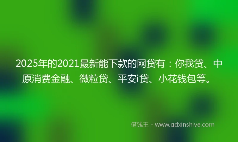 2025年的2021最新能下款的网贷有：你我贷、中原消费金融、微粒贷、平安i贷、小花钱包等。
