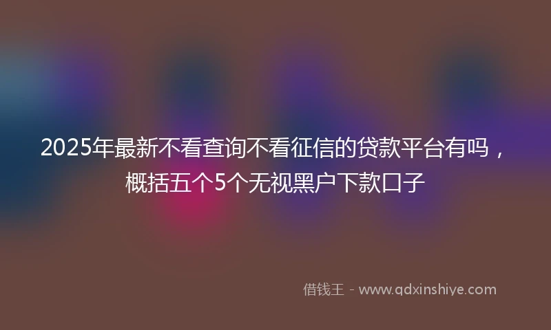 2025年最新不看查询不看征信的贷款平台有吗，概括五个5个无视黑户下款口子