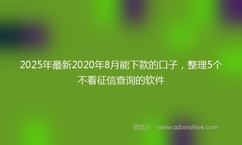 2025年最新2020年8月能下款的口子，整理5个不看征信查询的软件