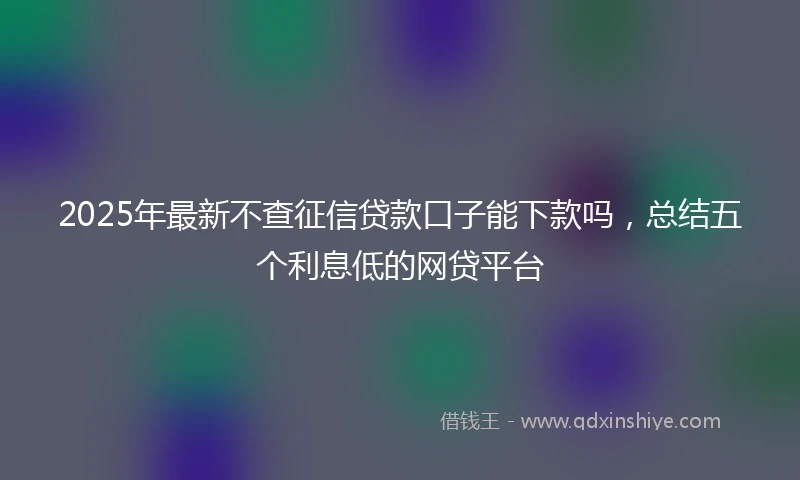2025年最新不查征信贷款口子能下款吗，总结五个利息低的网贷平台