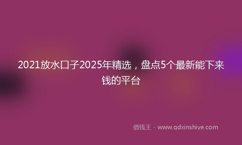2021放水口子2025年精选，盘点5个最新能下来钱的平台