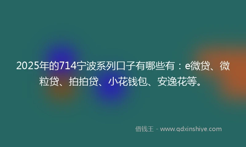 2025年的714宁波系列口子有哪些有：e微贷、微粒贷、拍拍贷、小花钱包、安逸花等。