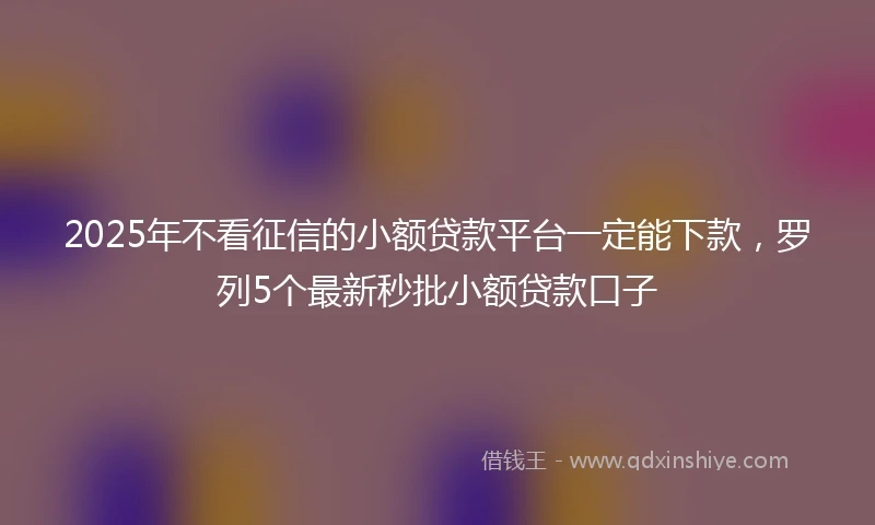 2025年不看征信的小额贷款平台一定能下款，罗列5个最新秒批小额贷款口子