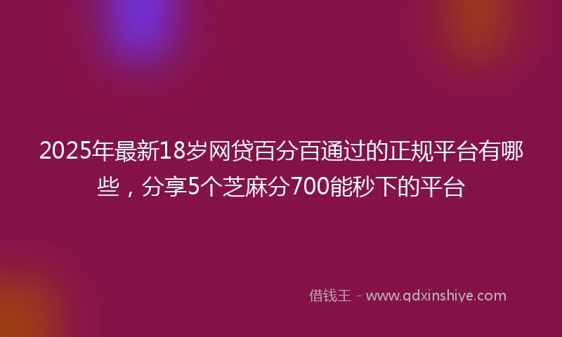 2025年最新18岁网贷百分百通过的正规平台有哪些，分享5个芝麻分700能秒下的平台