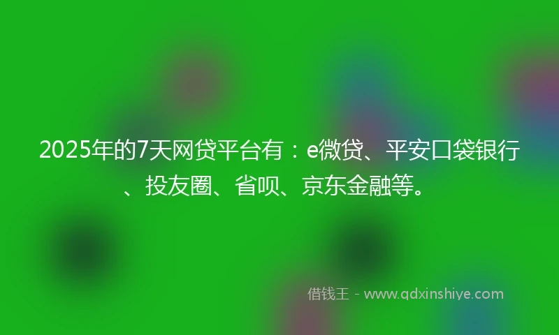 2025年的7天网贷平台有：e微贷、平安口袋银行、投友圈、省呗、京东金融等。