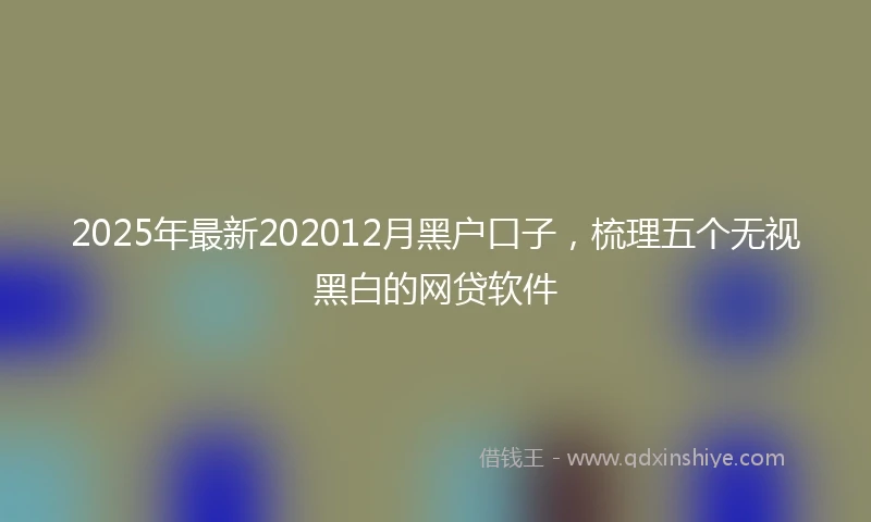 2025年最新202012月黑户口子，梳理五个无视黑白的网贷软件