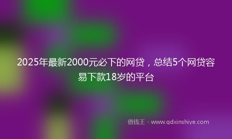 2025年最新2000元必下的网贷，总结5个网贷容易下款18岁的平台
