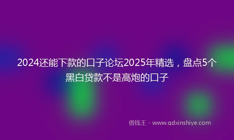 2024还能下款的口子论坛2025年精选，盘点5个黑白贷款不是高炮的口子