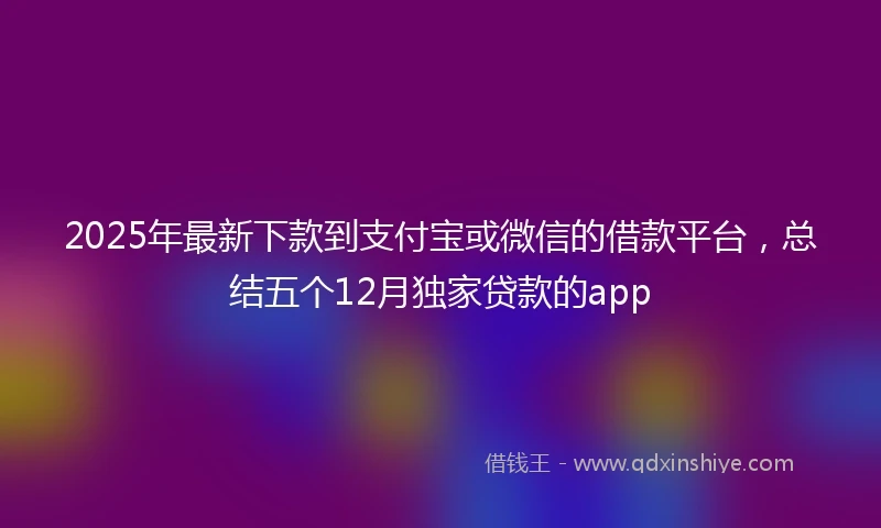 2025年最新下款到支付宝或微信的借款平台，总结五个12月独家贷款的app
