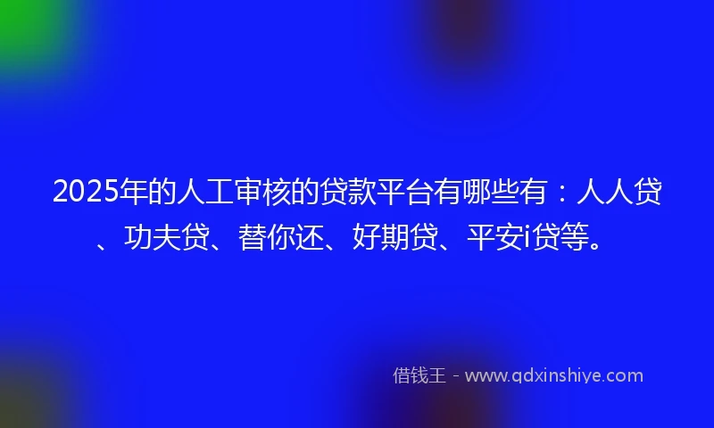 2025年的人工审核的贷款平台有哪些有：人人贷、功夫贷、替你还、好期贷、平安i贷等。