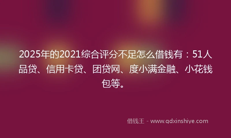 2025年的2021综合评分不足怎么借钱有：51人品贷、信用卡贷、团贷网、度小满金融、小花钱包等。