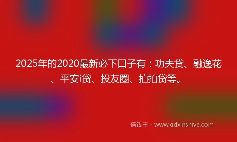 2025年的2020最新必下口子有：功夫贷、融逸花、平安i贷、投友圈、拍拍贷等。