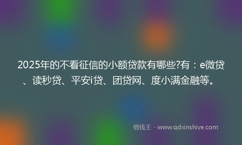 2025年的不看征信的小额贷款有哪些?有：e微贷、读秒贷、平安i贷、团贷网、度小满金融等。