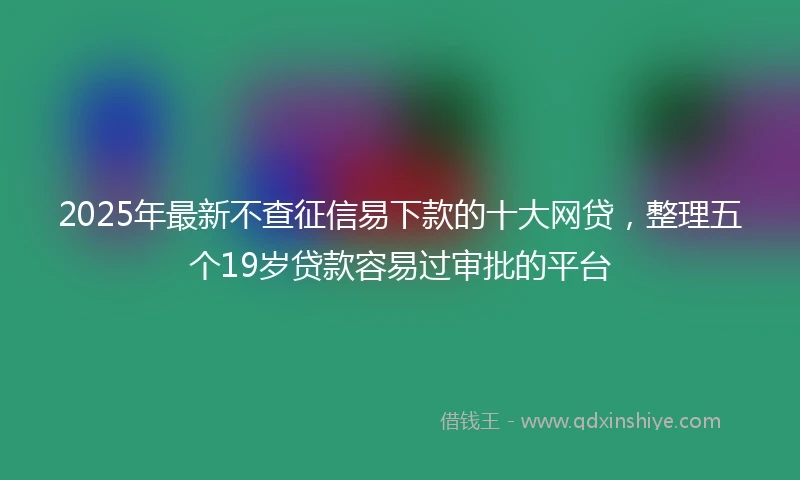 2025年最新不查征信易下款的十大网贷，整理五个19岁贷款容易过审批的平台
