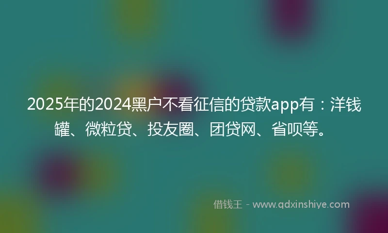 2025年的2024黑户不看征信的贷款app有：洋钱罐、微粒贷、投友圈、团贷网、省呗等。