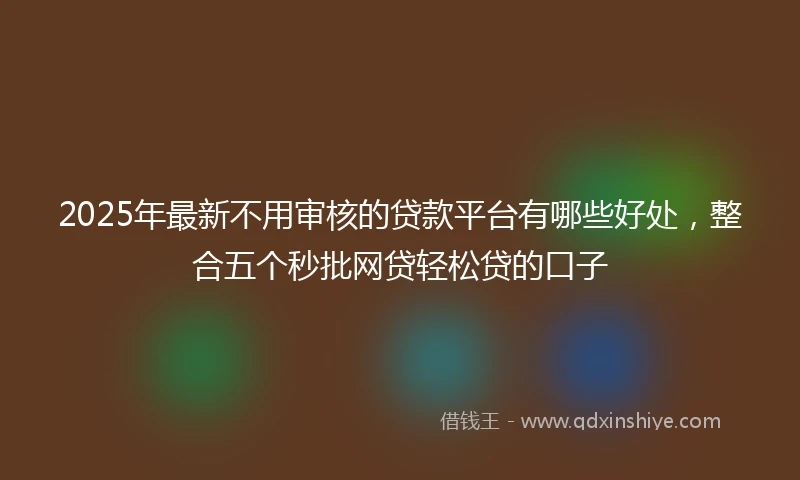 2025年最新不用审核的贷款平台有哪些好处，整合五个秒批网贷轻松贷的口子