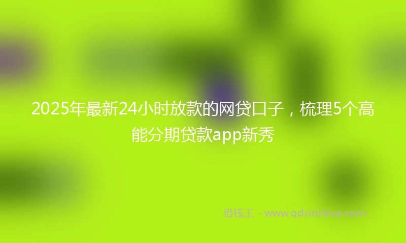 2025年最新24小时放款的网贷口子，梳理5个高能分期贷款app新秀