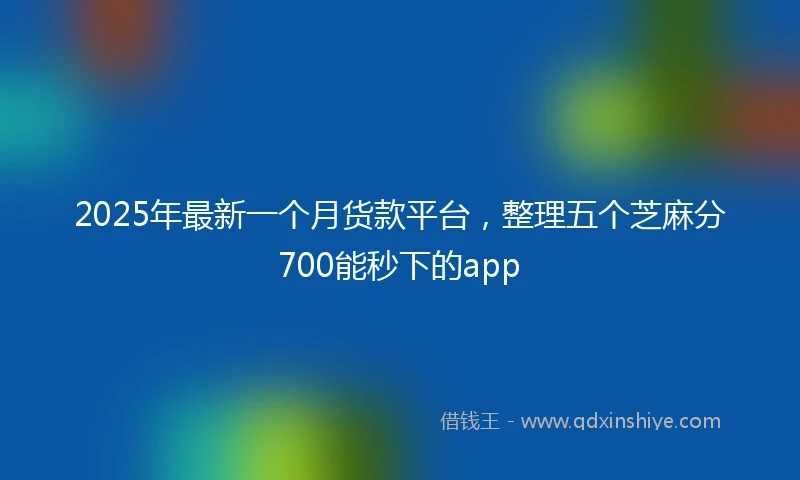 2025年最新一个月货款平台，整理五个芝麻分700能秒下的app
