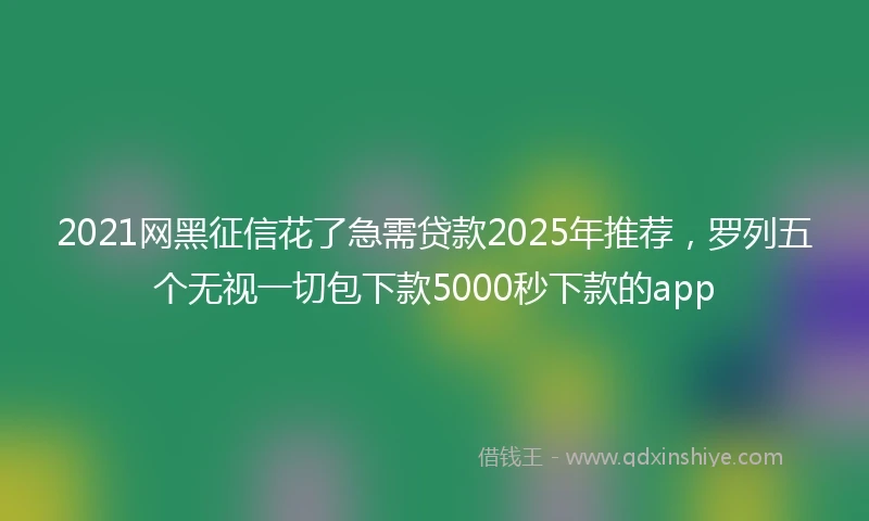 2021网黑征信花了急需贷款2025年推荐，罗列五个无视一切包下款5000秒下款的app