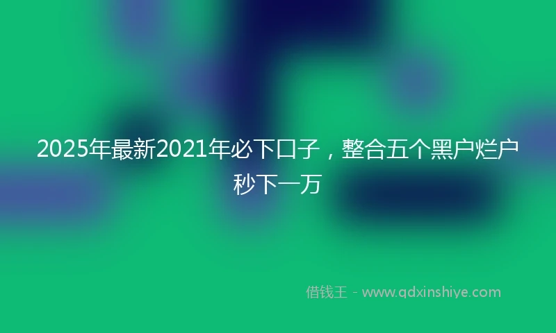 2025年最新2021年必下口子，整合五个黑户烂户秒下一万