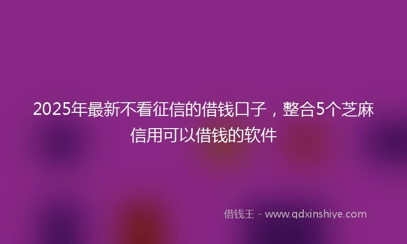 2025年最新不看征信的借钱口子，整合5个芝麻信用可以借钱的软件