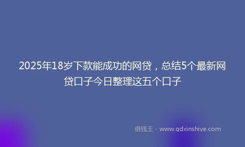 2025年18岁下款能成功的网贷，总结5个最新网贷口子今日整理这五个口子