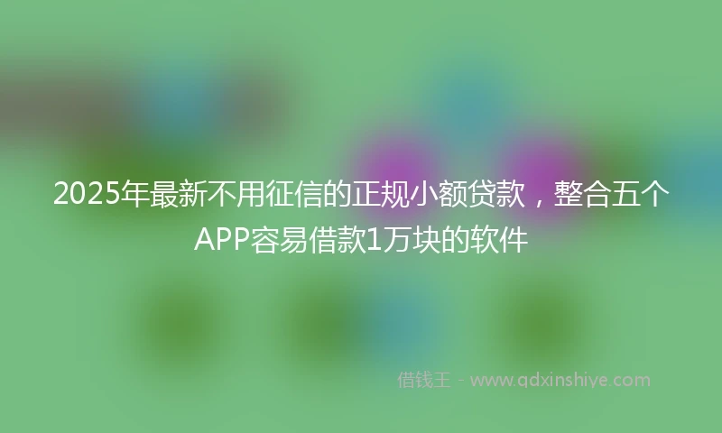 2025年最新不用征信的正规小额贷款，整合五个APP容易借款1万块的软件