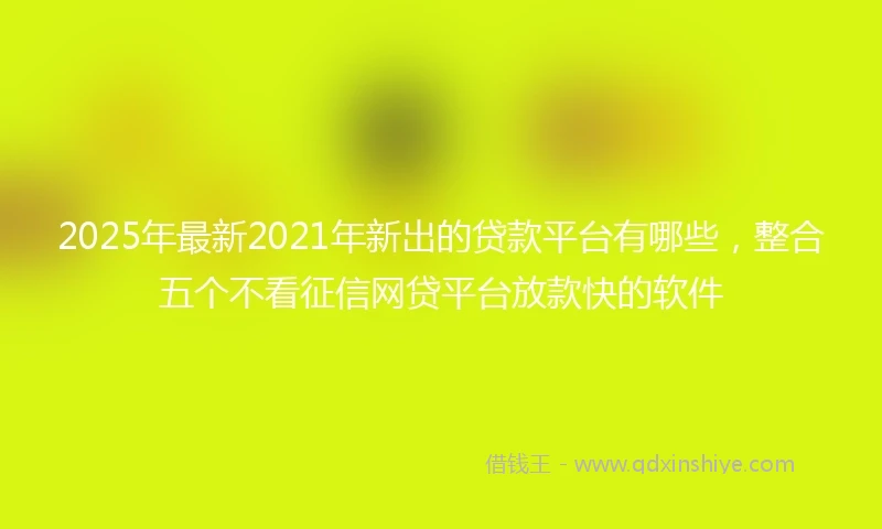 2025年最新2021年新出的贷款平台有哪些，整合五个不看征信网贷平台放款快的软件