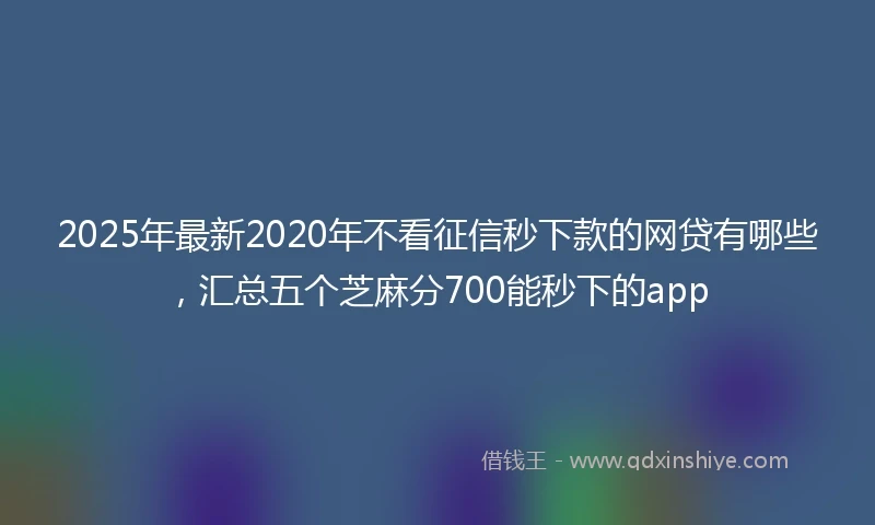 2025年最新2020年不看征信秒下款的网贷有哪些，汇总五个芝麻分700能秒下的app