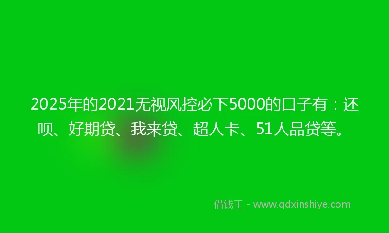 2025年的2021无视风控必下5000的口子有：还呗、好期贷、我来贷、超人卡、51人品贷等。