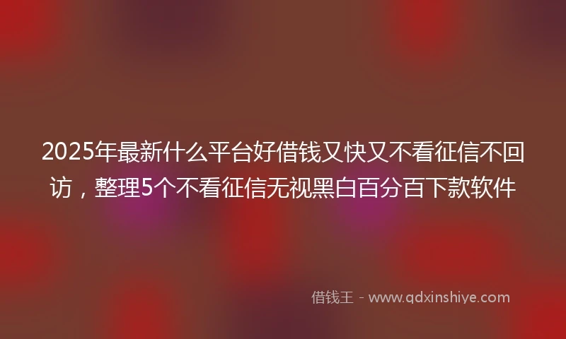 2025年最新什么平台好借钱又快又不看征信不回访，整理5个不看征信无视黑白百分百下款软件