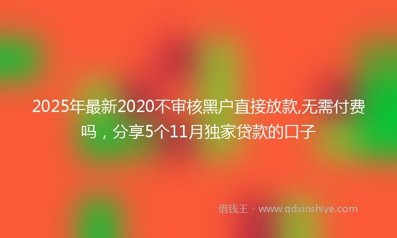 2025年最新2020不审核黑户直接放款,无需付费吗，分享5个11月独家贷款的口子