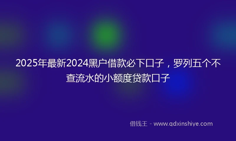 2025年最新2024黑户借款必下口子，罗列五个不查流水的小额度贷款口子
