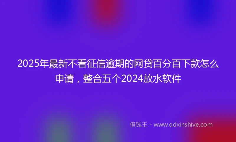 2025年最新不看征信逾期的网贷百分百下款怎么申请，整合五个2024放水软件