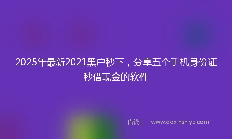 2025年最新2021黑户秒下，分享五个手机身份证秒借现金的软件
