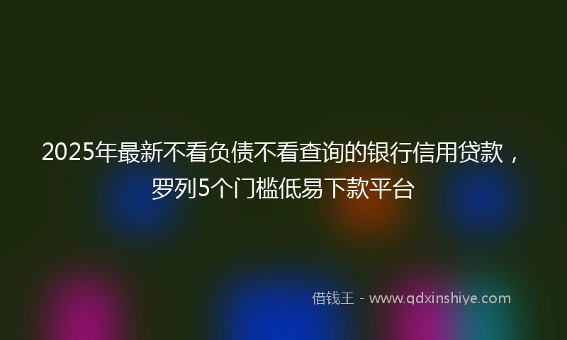 2025年最新不看负债不看查询的银行信用贷款，罗列5个门槛低易下款平台