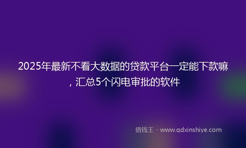 2025年最新不看大数据的贷款平台一定能下款嘛，汇总5个闪电审批的软件