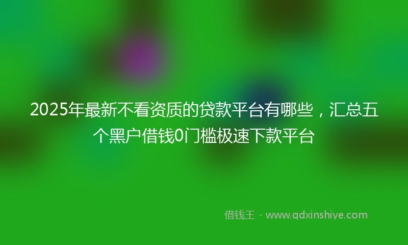 2025年最新不看资质的贷款平台有哪些，汇总五个黑户借钱0门槛极速下款平台