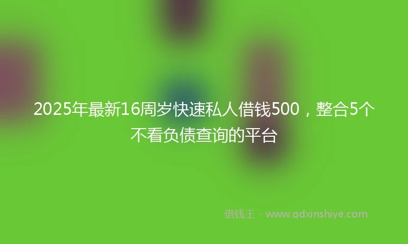 2025年最新16周岁快速私人借钱500，整合5个不看负债查询的平台