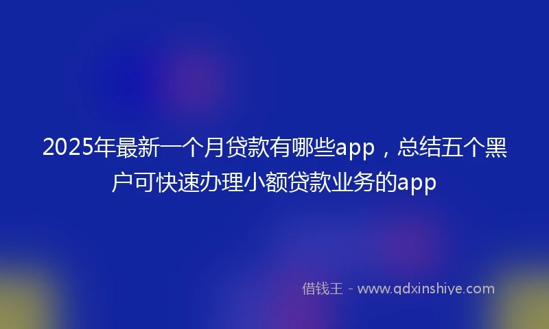 2025年最新一个月贷款有哪些app，总结五个黑户可快速办理小额贷款业务的app