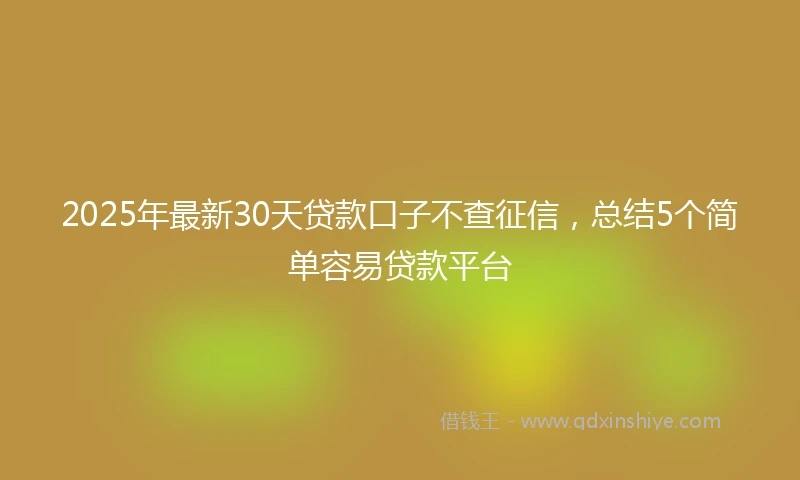 2025年最新30天贷款口子不查征信，总结5个简单容易贷款平台
