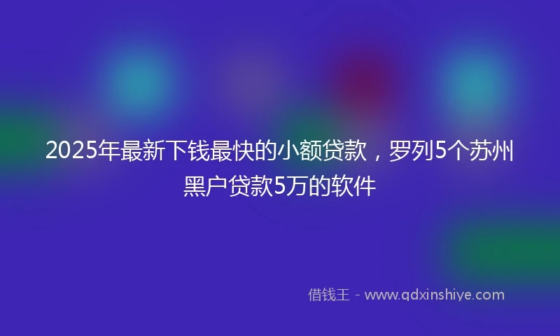 2025年最新下钱最快的小额贷款，罗列5个苏州黑户贷款5万的软件