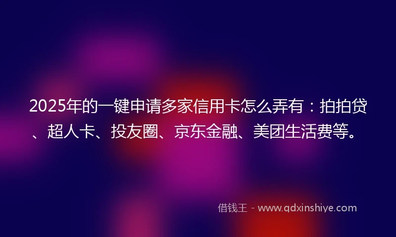2025年的一键申请多家信用卡怎么弄有：拍拍贷、超人卡、投友圈、京东金融、美团生活费等。