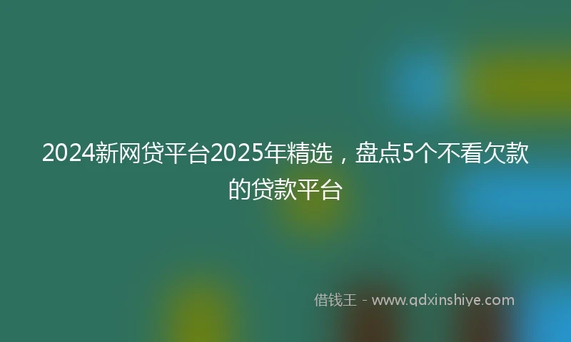 2024新网贷平台2025年精选，盘点5个不看欠款的贷款平台