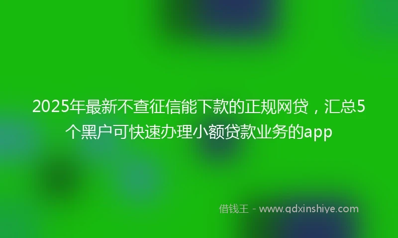 2025年最新不查征信能下款的正规网贷，汇总5个黑户可快速办理小额贷款业务的app