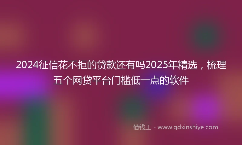 2024征信花不拒的贷款还有吗2025年精选，梳理五个网贷平台门槛低一点的软件