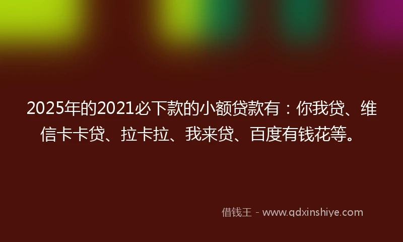 2025年的2021必下款的小额贷款有：你我贷、维信卡卡贷、拉卡拉、我来贷、百度有钱花等。